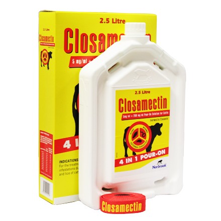 Closamectin Cattle Pour-on treats fluke, worms and external parasites