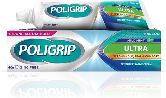 Poligrip Denture Adhesive Fixative Cream Ultra, 40g