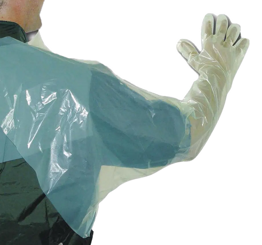 Soft Veterinary Gloves with Shoulder Protection Green